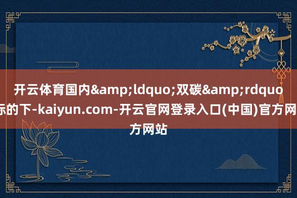 开云体育国内&ldquo;双碳&rdquo;标的下-kaiyun.com-开云官网登录入口(中国)官方网站